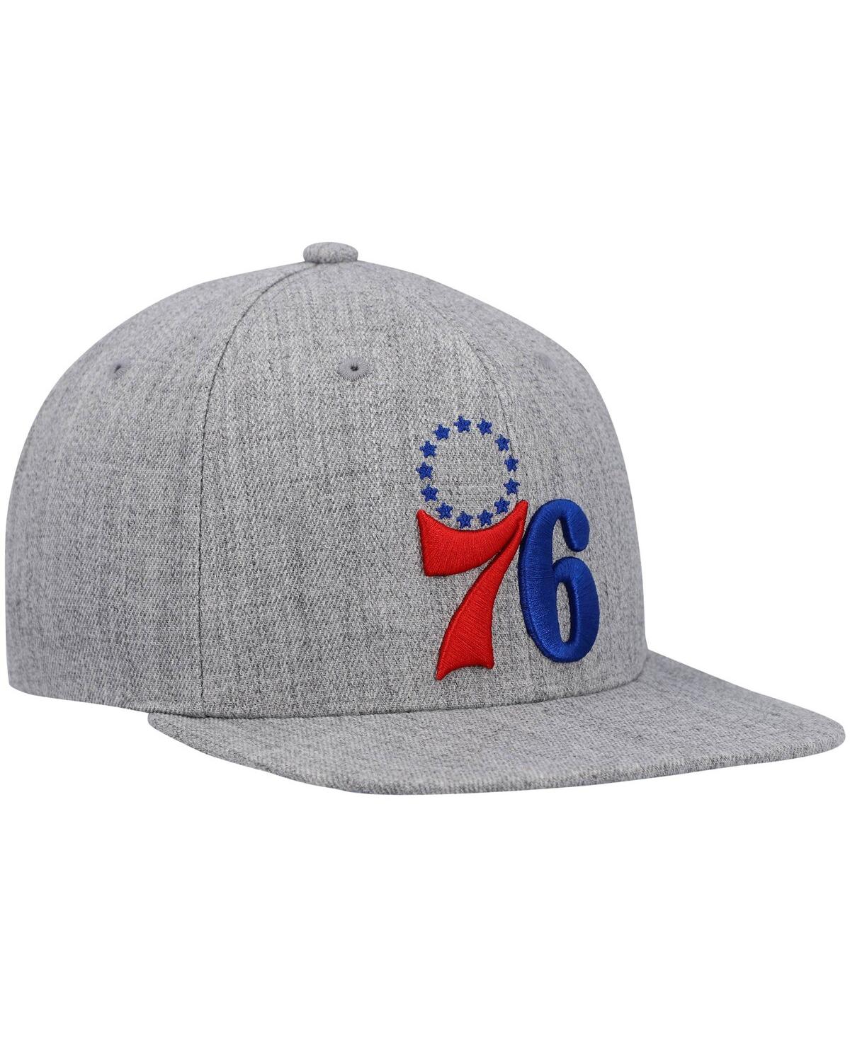 Mitchell & Ness Men's  Heathered Gray Philadelphia 76ers 2.0 Snapback Hat In Heathered Gray
