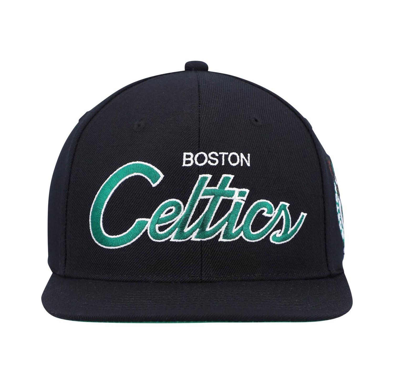 Men's Black Boston Celtics Hardwood Classics Script 2.0 Snapback Hat