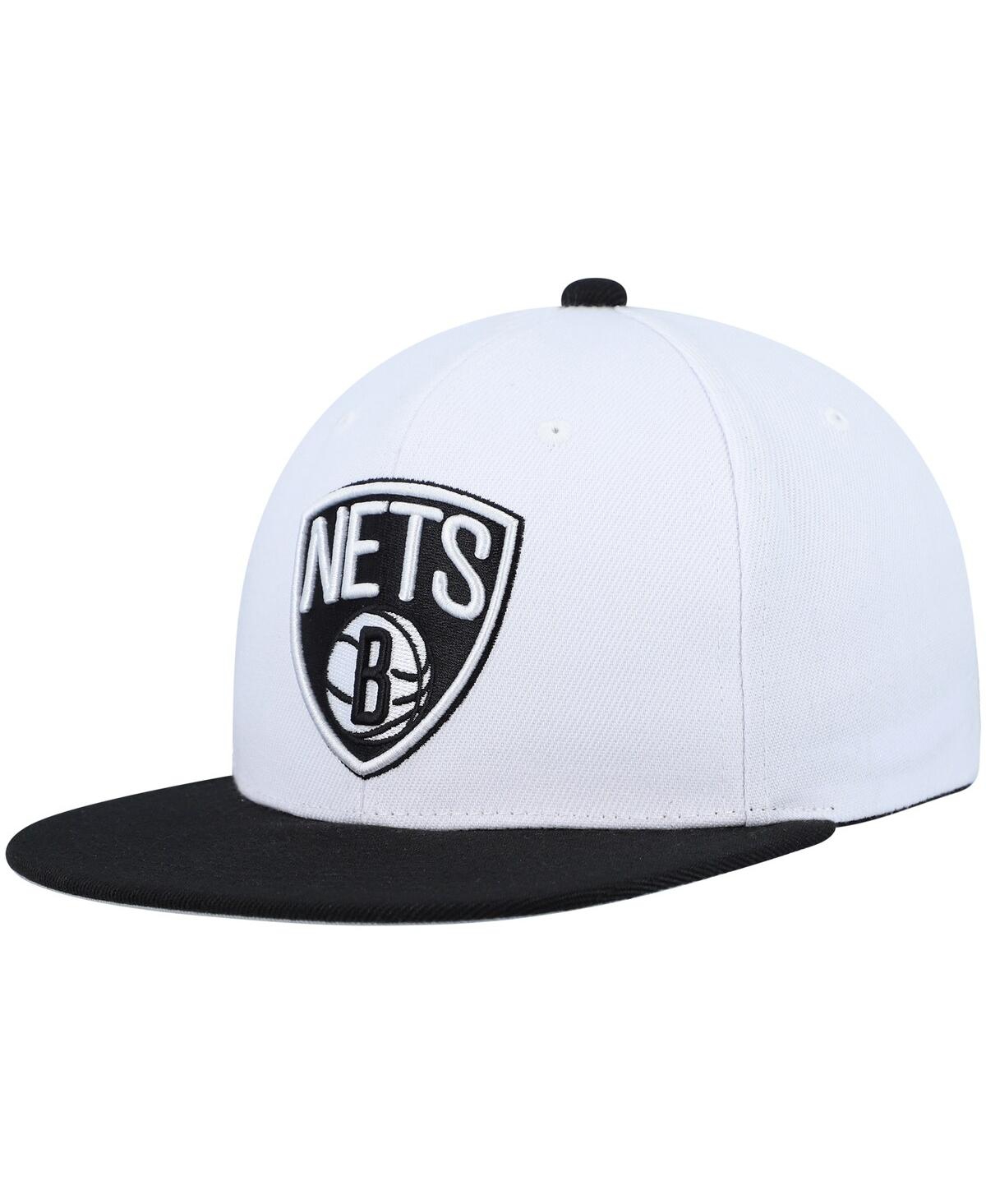 Shop Mitchell & Ness Men's  White Brooklyn Nets Core Side Snapback Hat