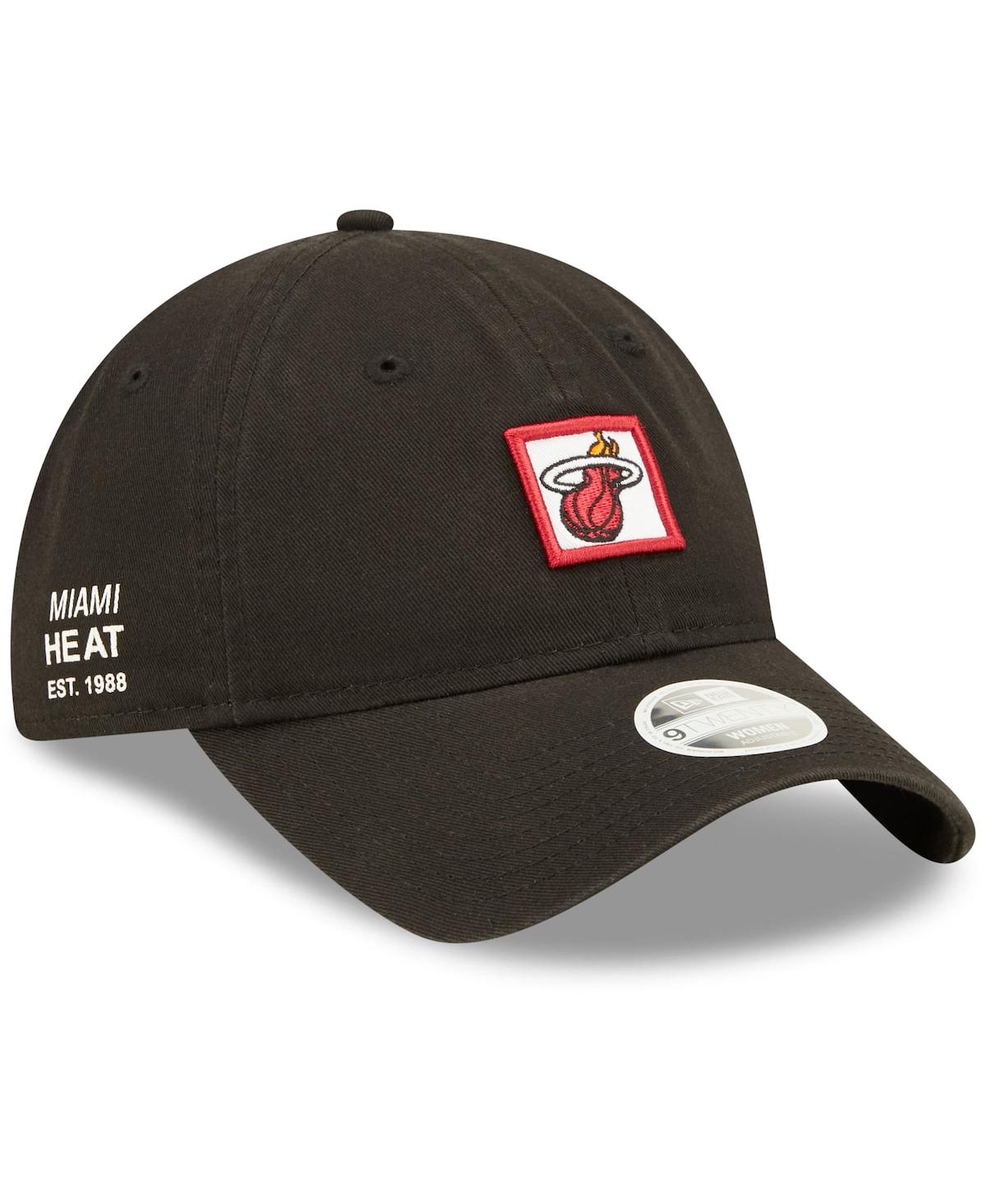 New Era Women's  Black Miami Heat Mini Patch 9twenty Adjustable Hat
