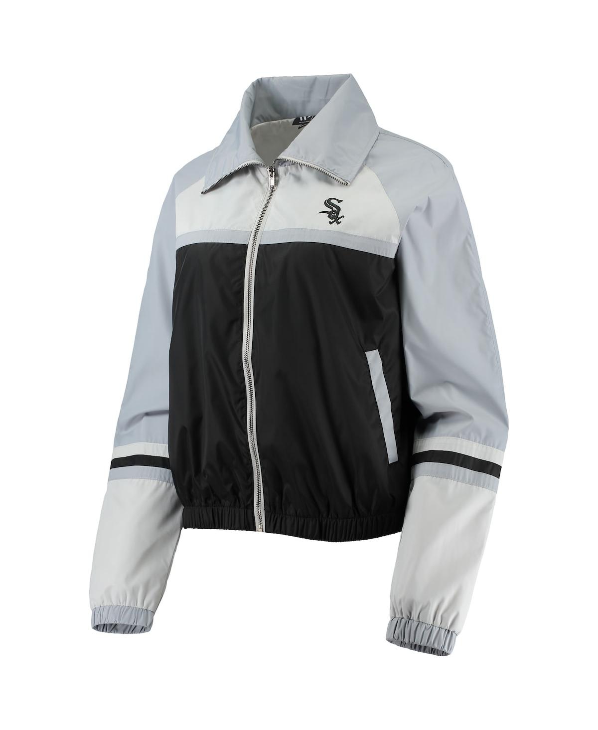 Shop The Wild Collective Women's  Black Chicago White Sox Colorblock Track Raglan Full-zip Jacket