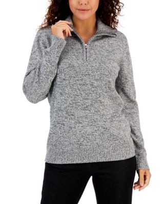 Women's Cotton Marl Zip Sweater, Created for Macy's