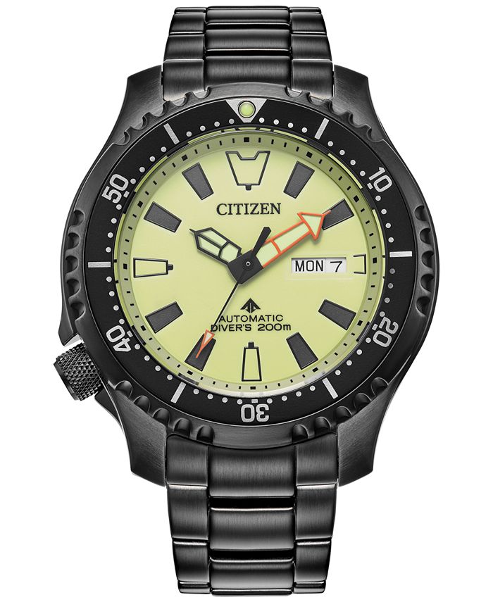 macys.com | Citizen Men's Automatic Dive Black Ion-Plated Stainless Steel Bracelet Watch 44mm