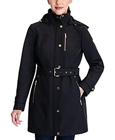 Women's Hooded Belted Raincoat, Created for Macy's