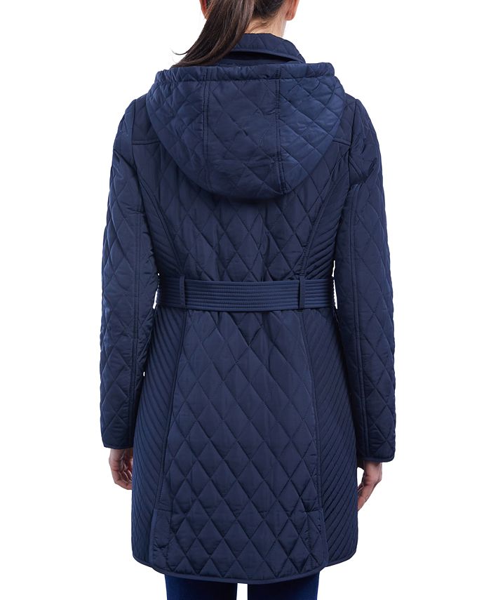 Michael Kors Women's Hooded Quilted Belted Jacket, Created for Macy's