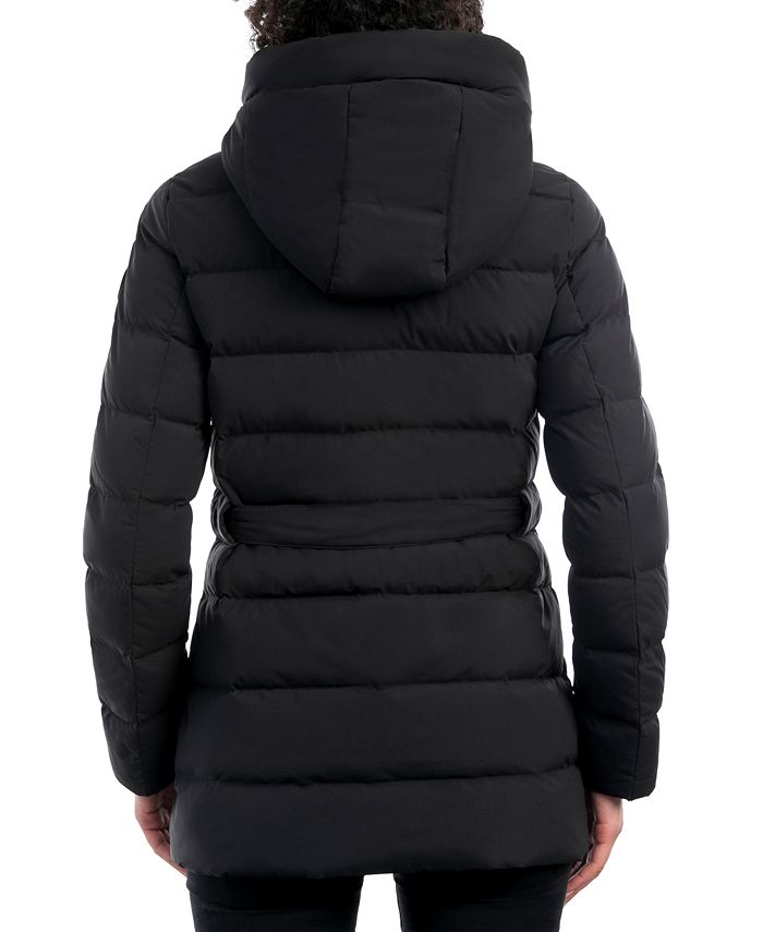 Michael Kors Women's Belted Hooded Down Puffer Coat & Reviews - Coats ...