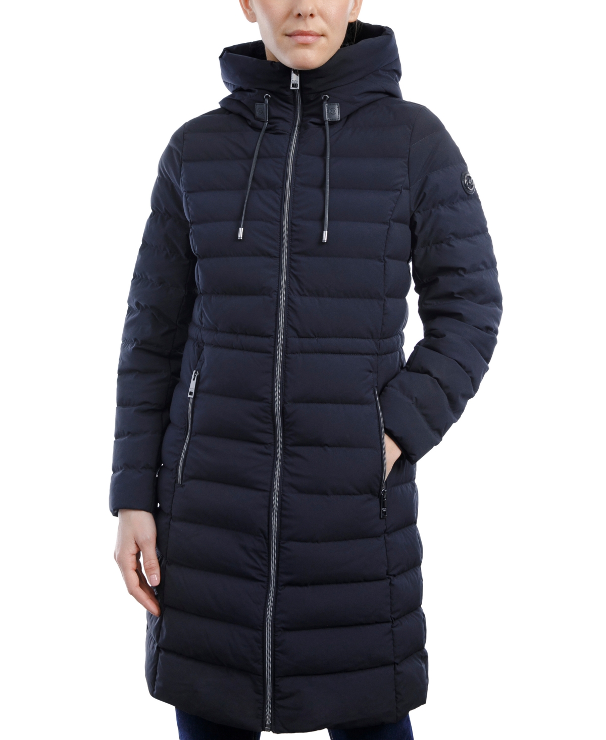 Michael Kors Michael  Women's Anorak Hooded Faux-leather-trim Down Packable Puffer Coat, Created For In Navy
