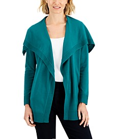 Petite Envelope-Neck Open-Front Solid Cardigan, Created for Macy's