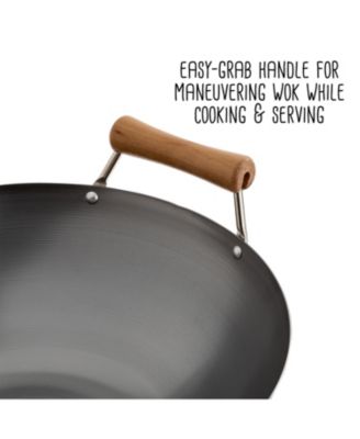 Classic Series Carbon Steel Wok with Birch Handles, 14"