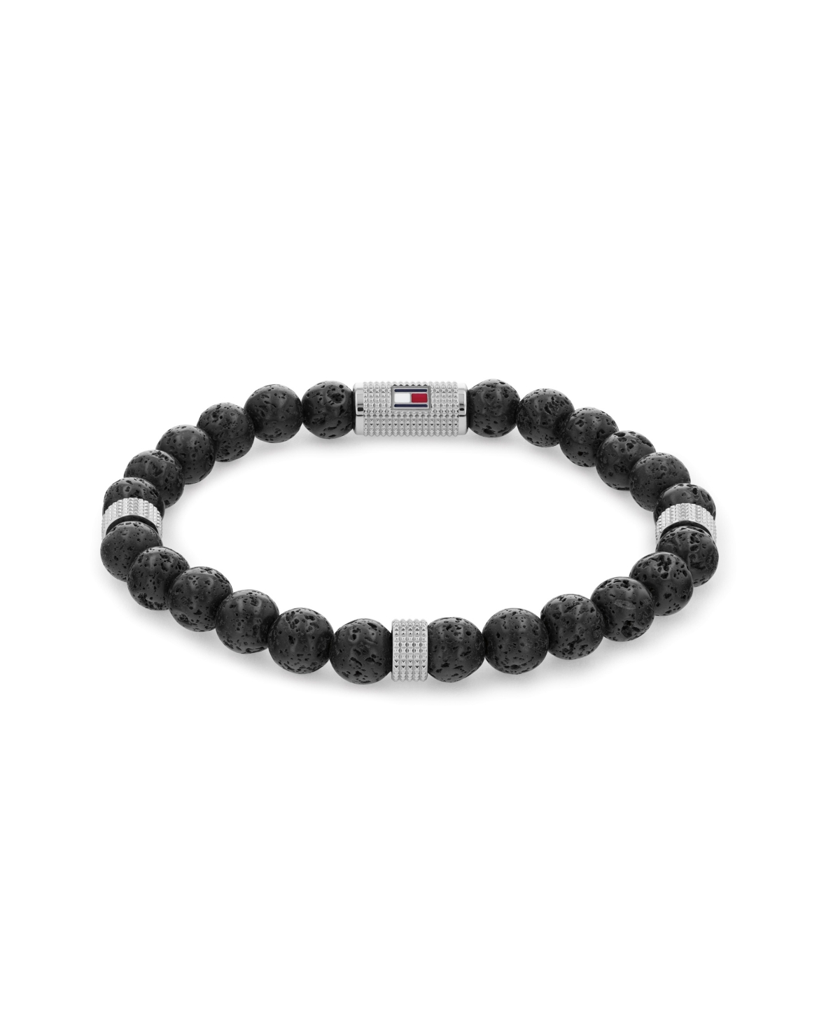 Tommy Hilfiger Men's Stone Beaded Bracelet In Black