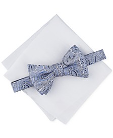 Men's 2-Pc. Pre-Tied Paisley Bow Tie & Solid Pocket Square Set, Created for Macy's 