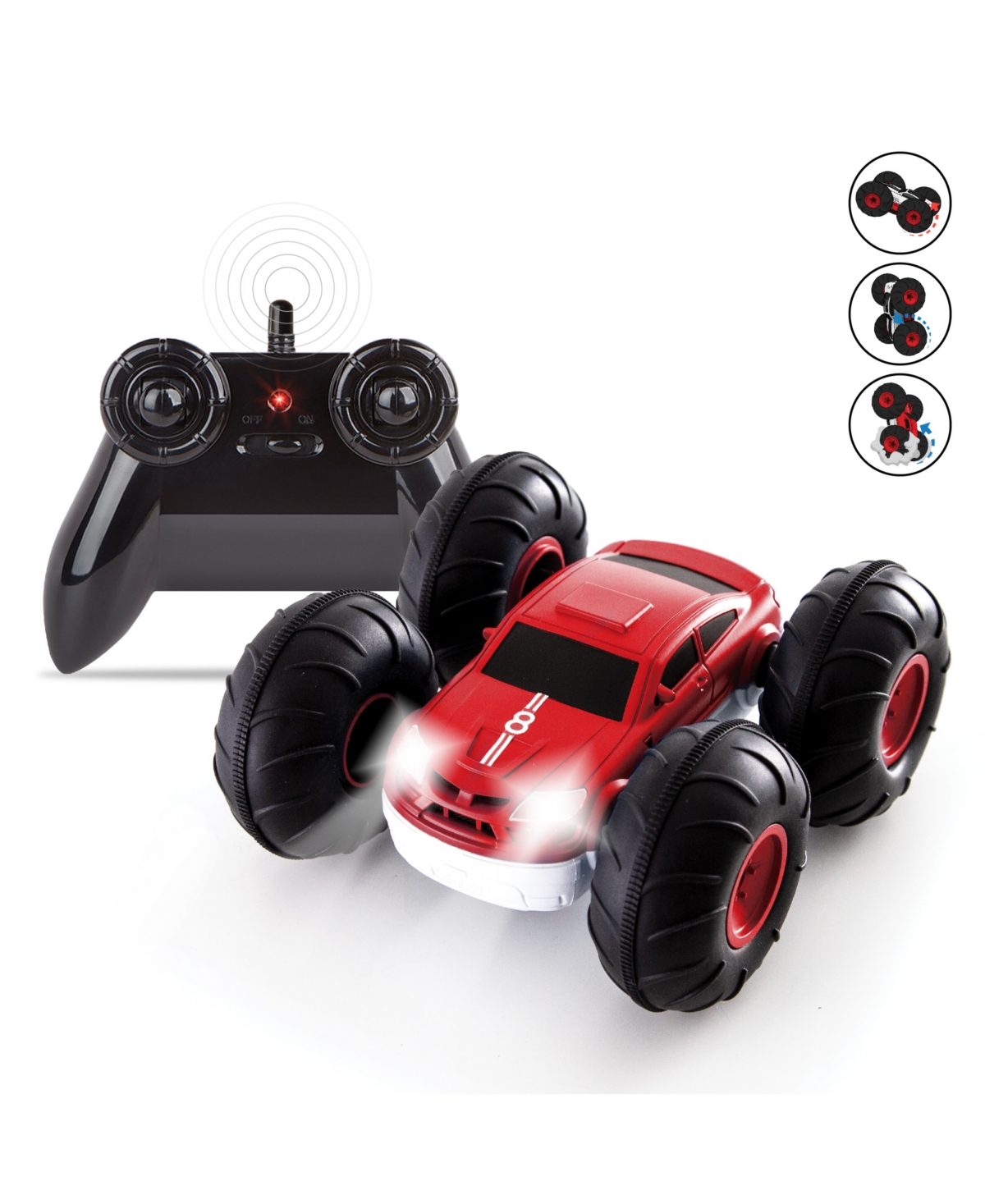 Sharper Image Kids' Remote Control Cars Flip Stunt Rally Toy, 2-in-1 Reversible Car In Medium Red