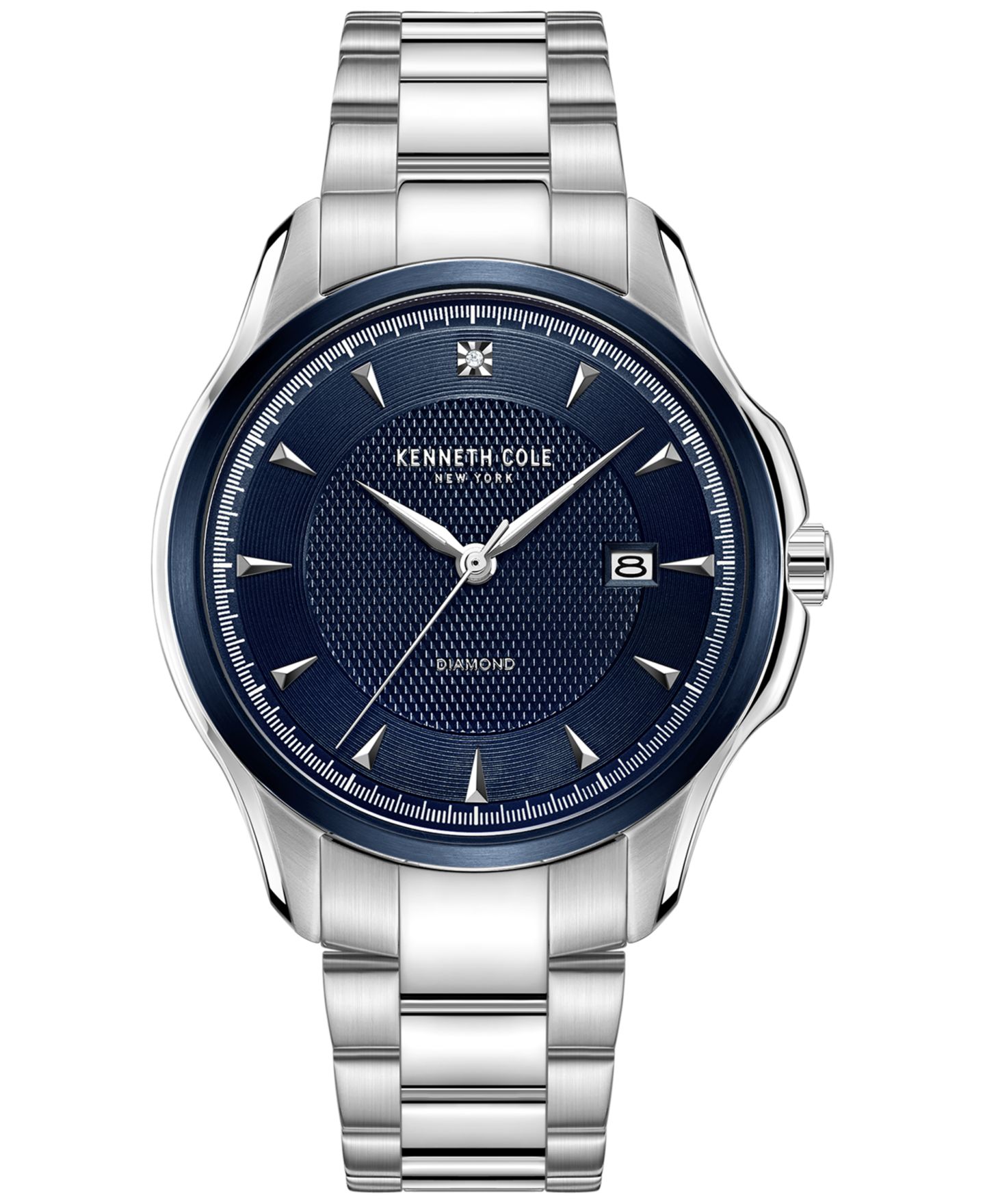 Мужские часы Kenneth Cole Diamond Accent Stainless Steel Bracelet Watch 42mm — фото 1