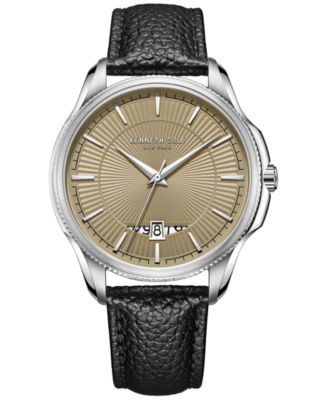 Kenneth Cole - Men's Classic Black Leather Strap Watch 42mm