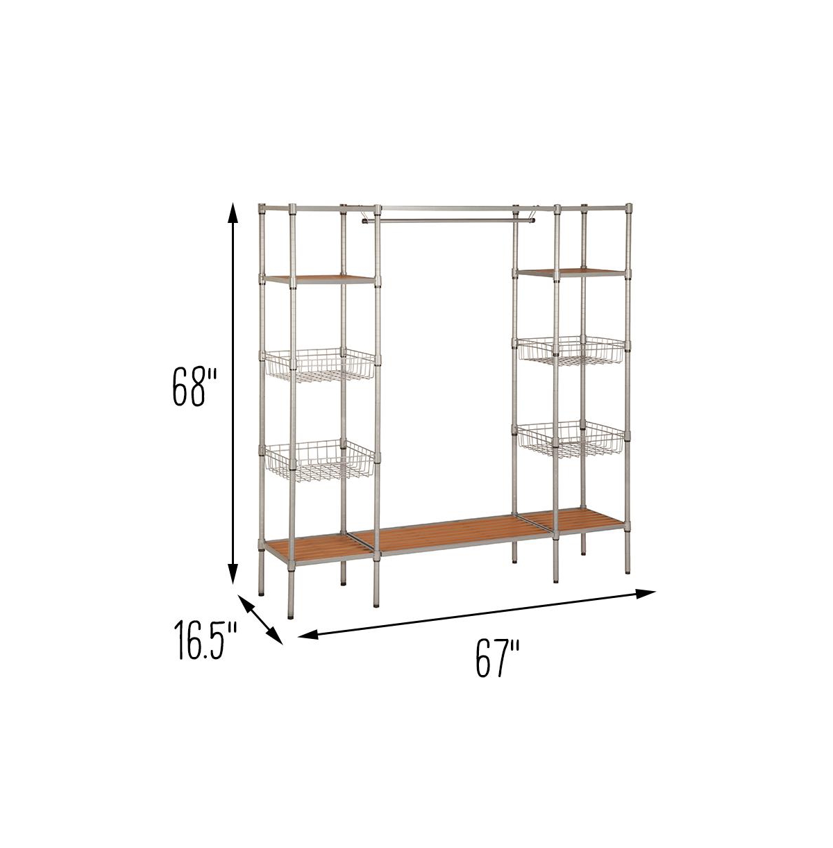 Shop Honey Can Do Garment Bar And Shelves With Freestanding Closet In Silver-tone