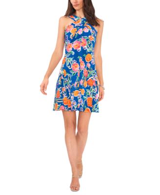 MSK Women's Floral-Print Halter-Neck Shift Dress Macy's