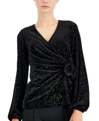 Alfani Petite Velvet Wrap Top, Created for Macy's - Macy's