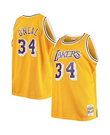 Men's Shaquille O'Neal Gold Los Angeles Lakers Big and Tall Hardwood Classics Jersey