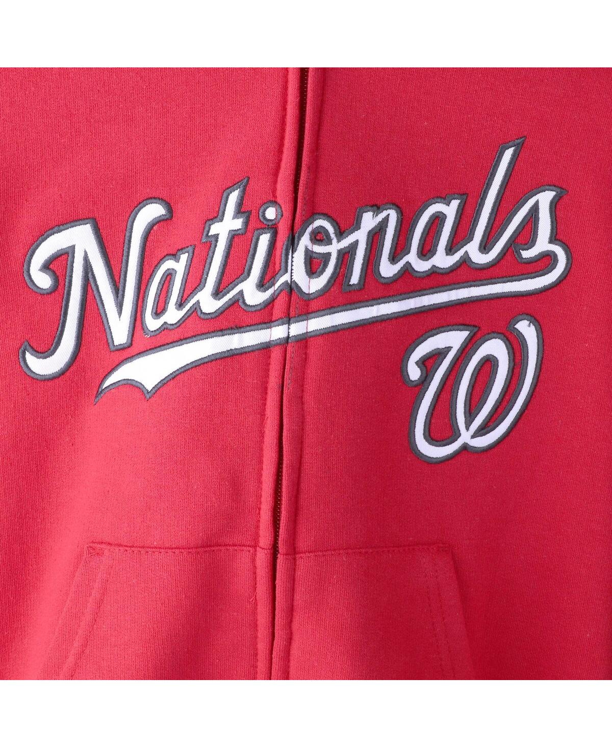 Youth Red Washington Nationals Team Color Wordmark Full-Zip Hoodie