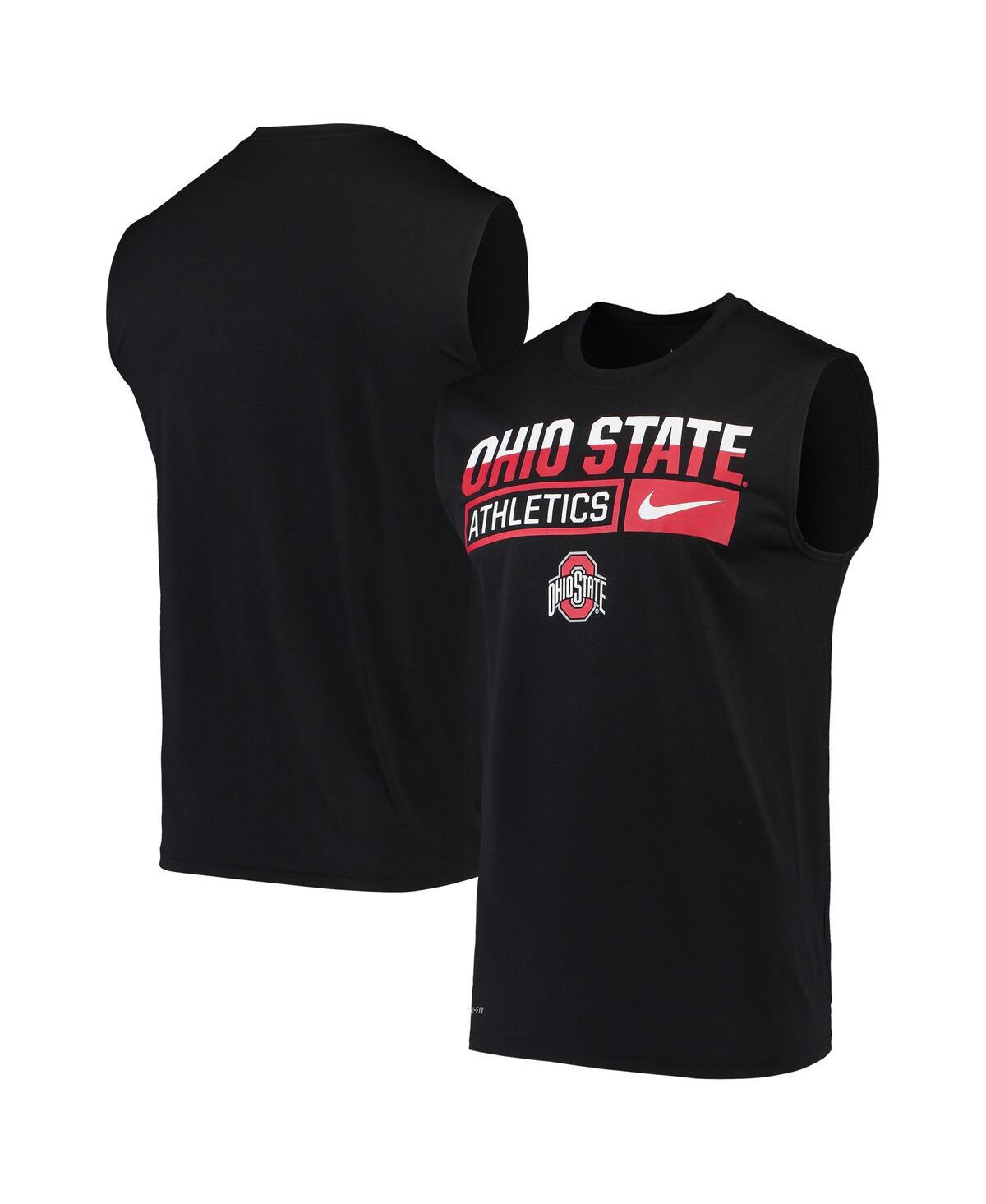 Men's Nike Black Ohio State Buckeyes Wordmark Drop Legend Performance Tank Top