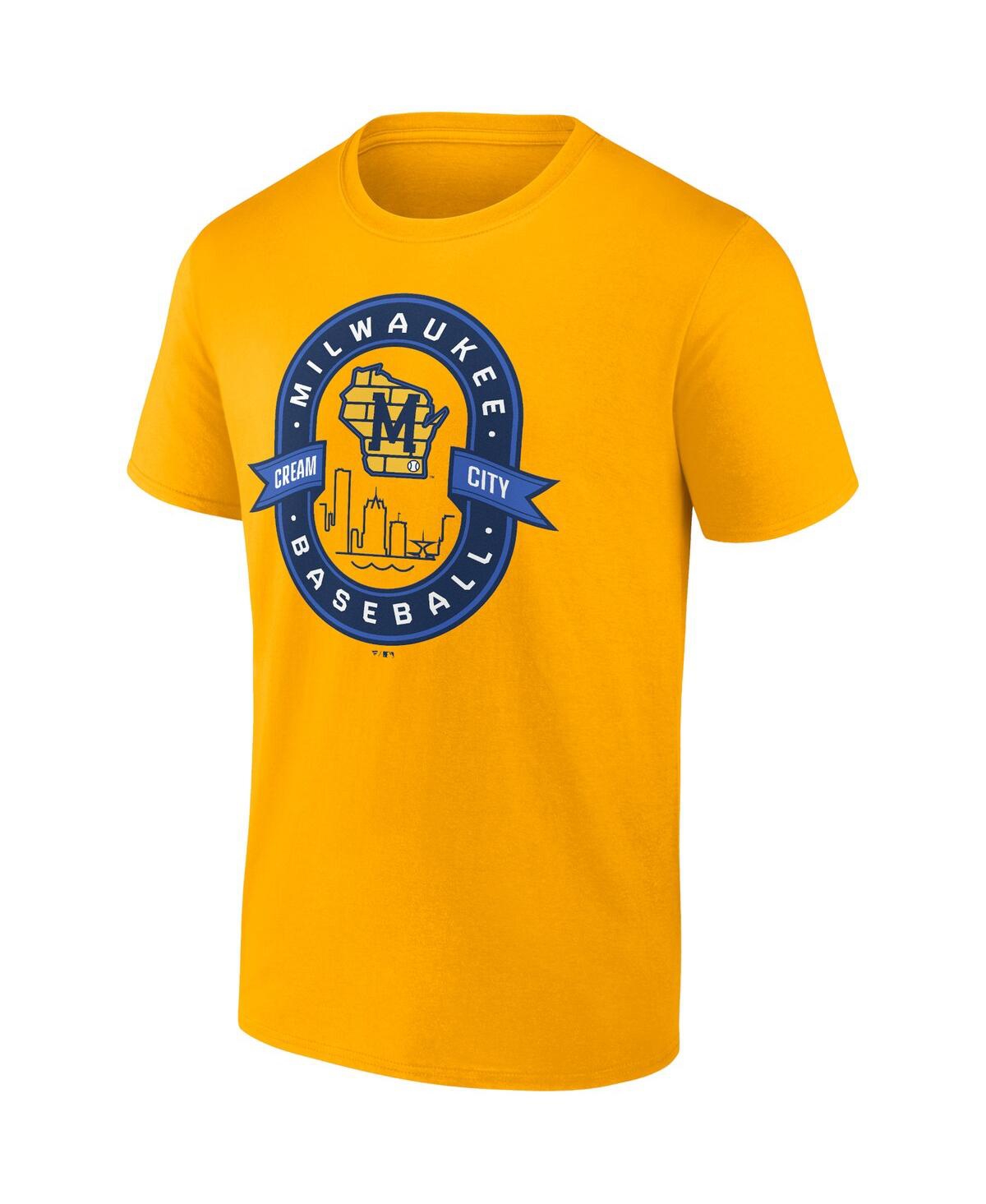 Shop Fanatics Men's  Gold Milwaukee Brewers Iconic Glory Bound T-shirt