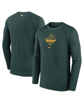 Men's Nike Green/ Oakland Athletics Game Authentic Collection Performance  Raglan Long Sleeve T-Shirt