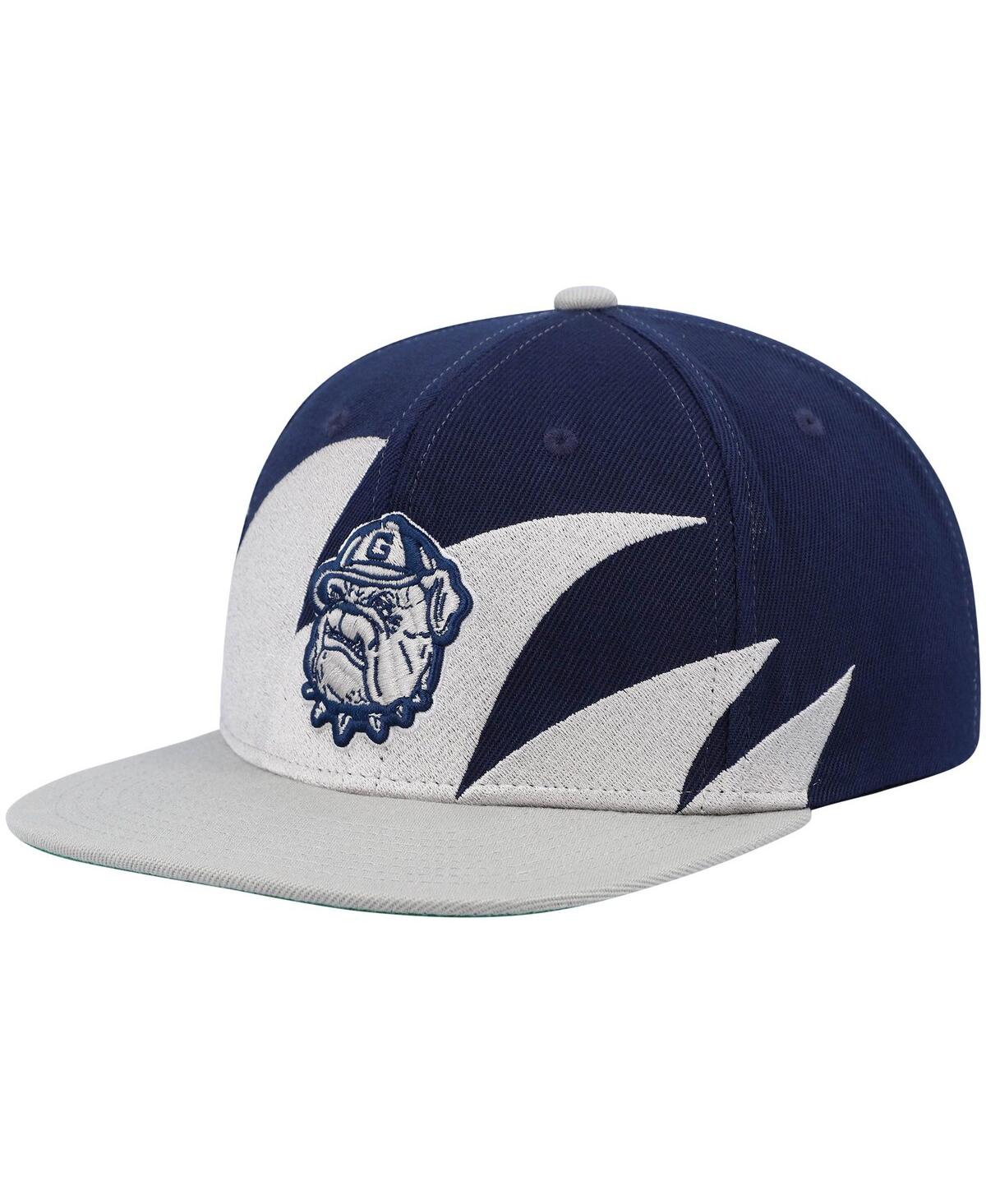 Mitchell & Ness Men's  Gray, Navy Georgetown Hoyas Sharktooth Snapback Hat In Gray,navy