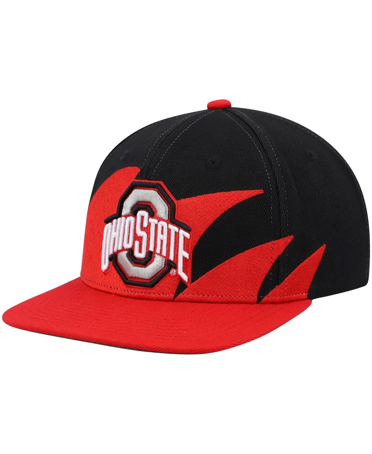Mitchell & Ness Men's  Scarlet, Black Ohio State Buckeyes Sharktooth Snapback Hat In Scarlet,black