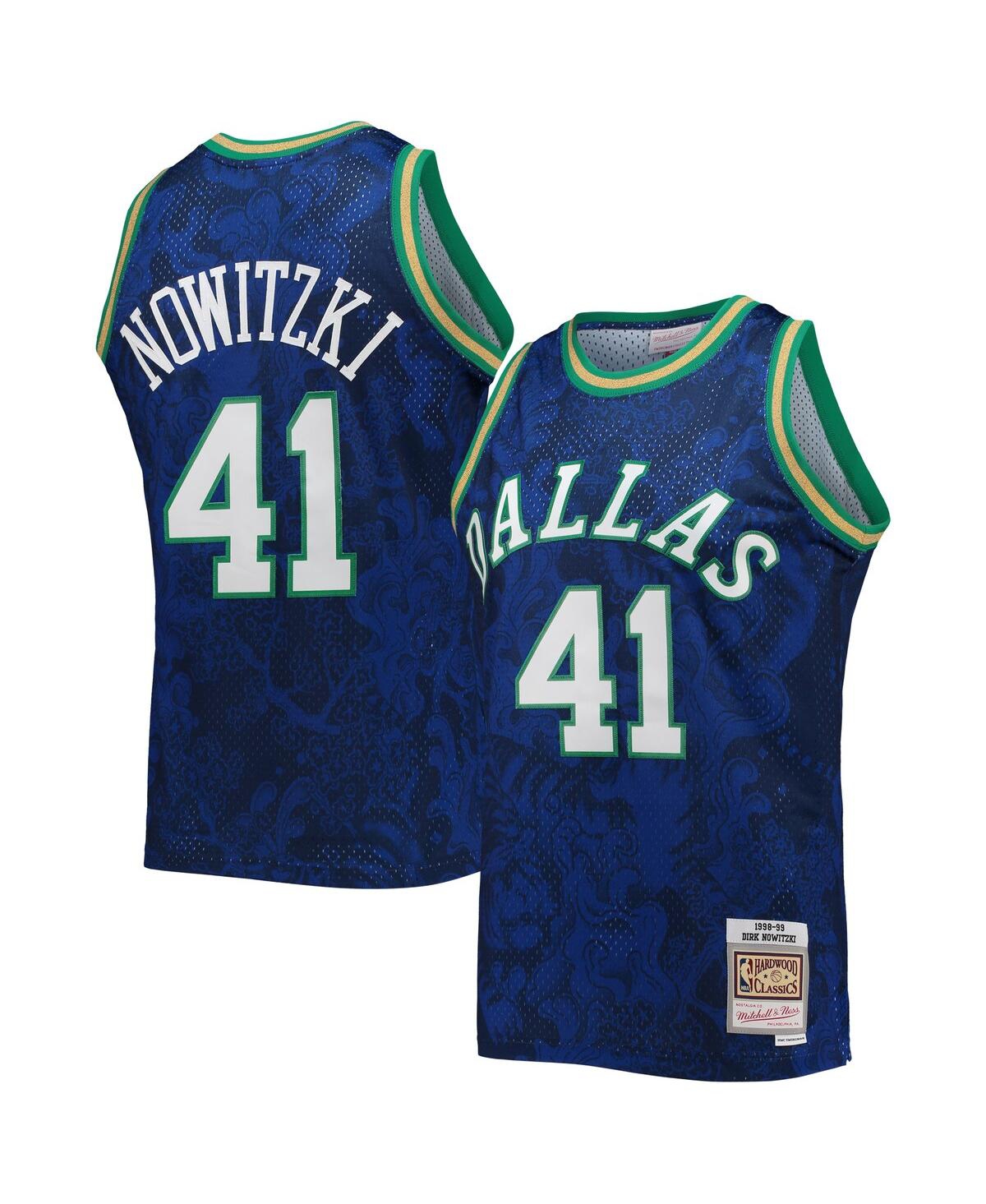 Men's Mitchell & Ness Dirk NowitzkiDallas Mavericks Hardwood Classics 1998-99 Lunar New Year Swingman Jersey - Blue