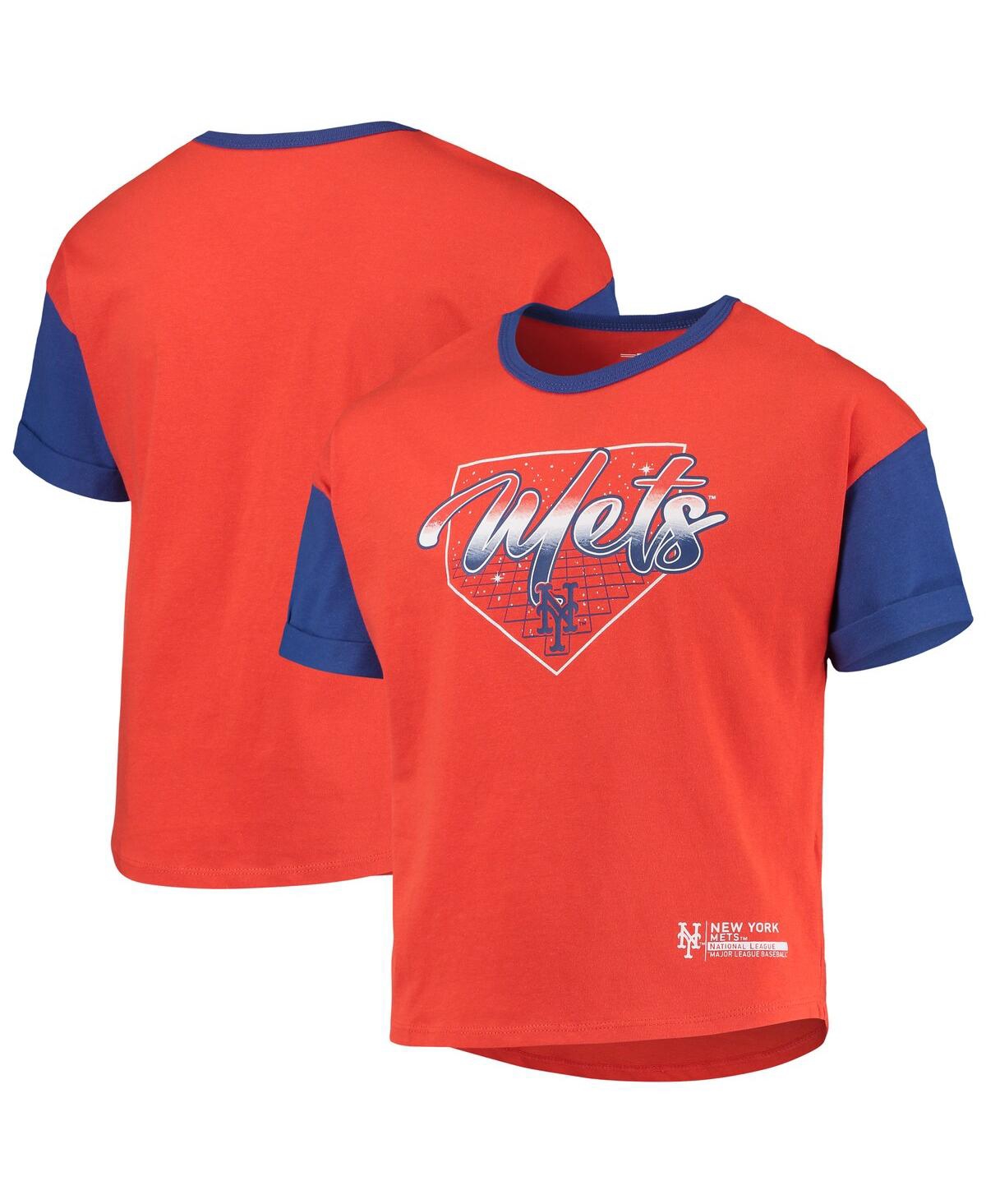 Outerstuff Kids' Big Girls Orange New York Mets Bleachers T-shirt