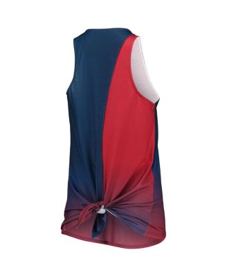 Women's Navy Atlanta Braves Gradient Tie-Back Racerback Tank Top