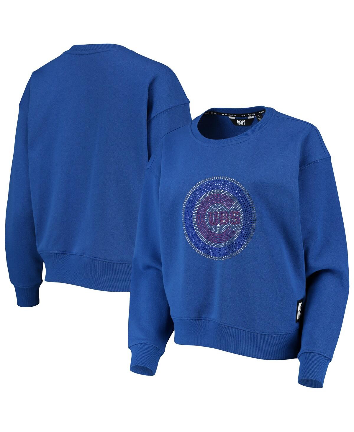 Dkny Women's  Sport Blue New York Knicks Carrie Rhinestone Pullover Sweatshirt In Royal