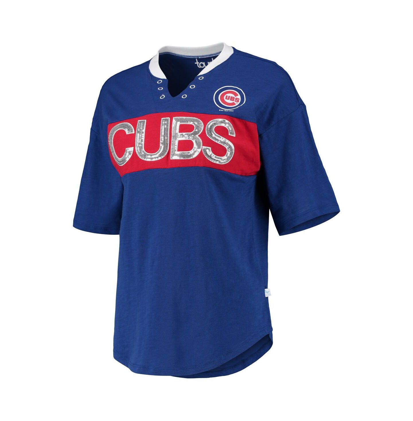 Женская футболка Touch Royal and Red Chicago Cubs Lead Off Notch Neck — фото 3