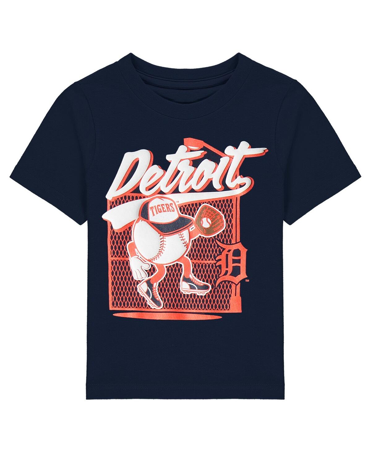 Outerstuff Babies' Toddler Boys And Girls Navy Detroit Tigers On The Fence T-shirt