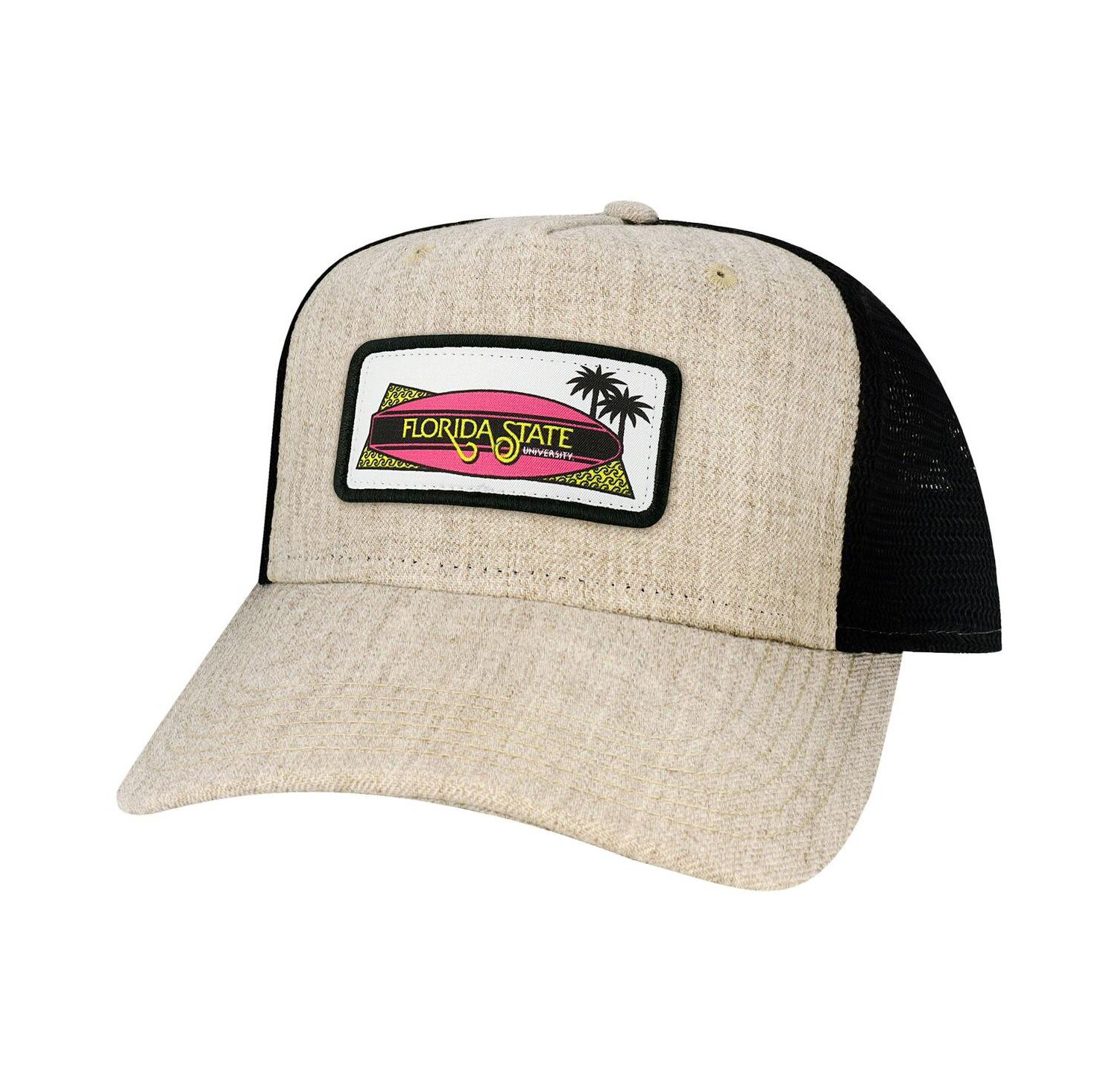 Men's Tan Florida State Seminoles Beach Club Roadie Trucker Snapback Adjustable Hat
