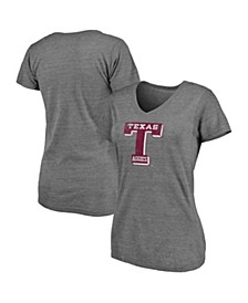 Women's Branded Heathered Gray Texas A M Aggies Vault Primary Logo V-Neck Tri-Blend T-shirt