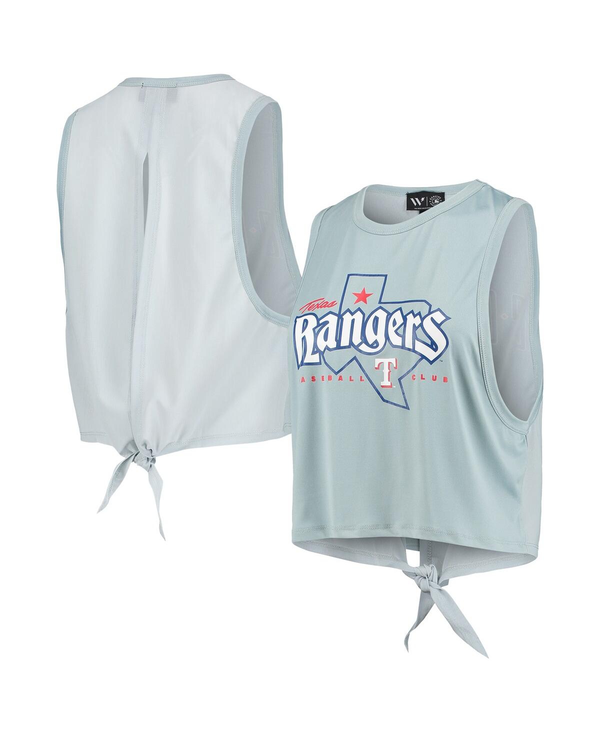 Shop The Wild Collective Women's  Light Blue Texas Rangers Open Back Twist-tie Tank Top