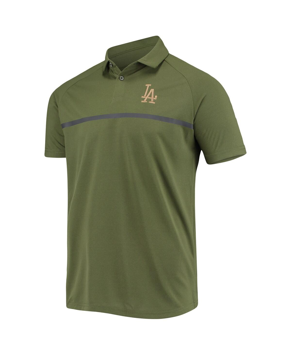 Shop Levelwear Men's  Olive Los Angeles Dodgers Delta Sector Raglan Polo Shirt