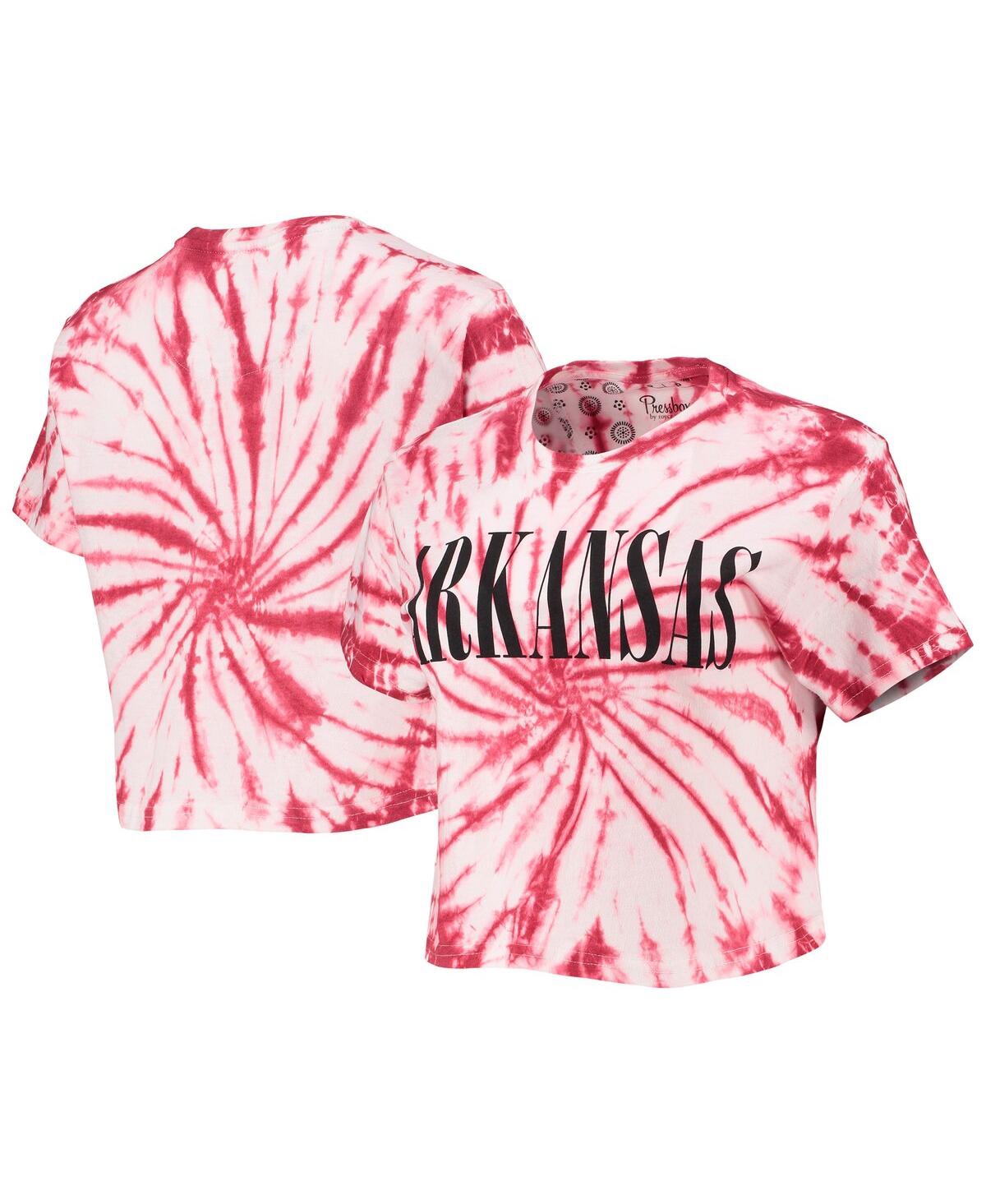 Shop Pressbox Women's  Cardinal Arkansas Razorbacks Showtime Tie-dye Crop T-shirt