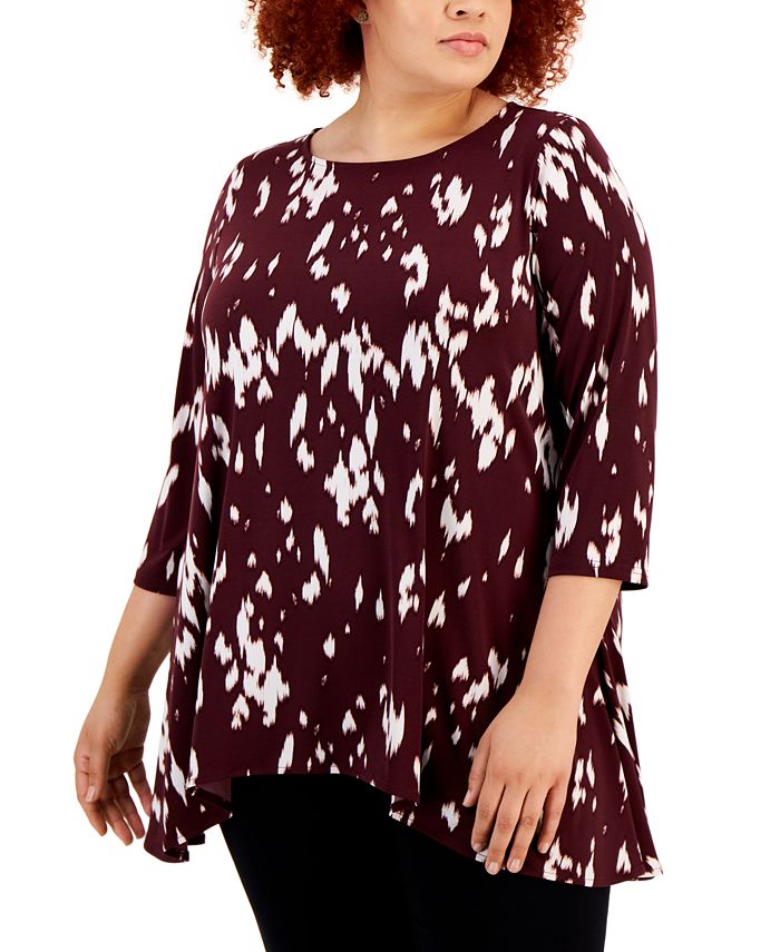 Alfani Plus Size Printed Top, Tops, Clothing & Accessories