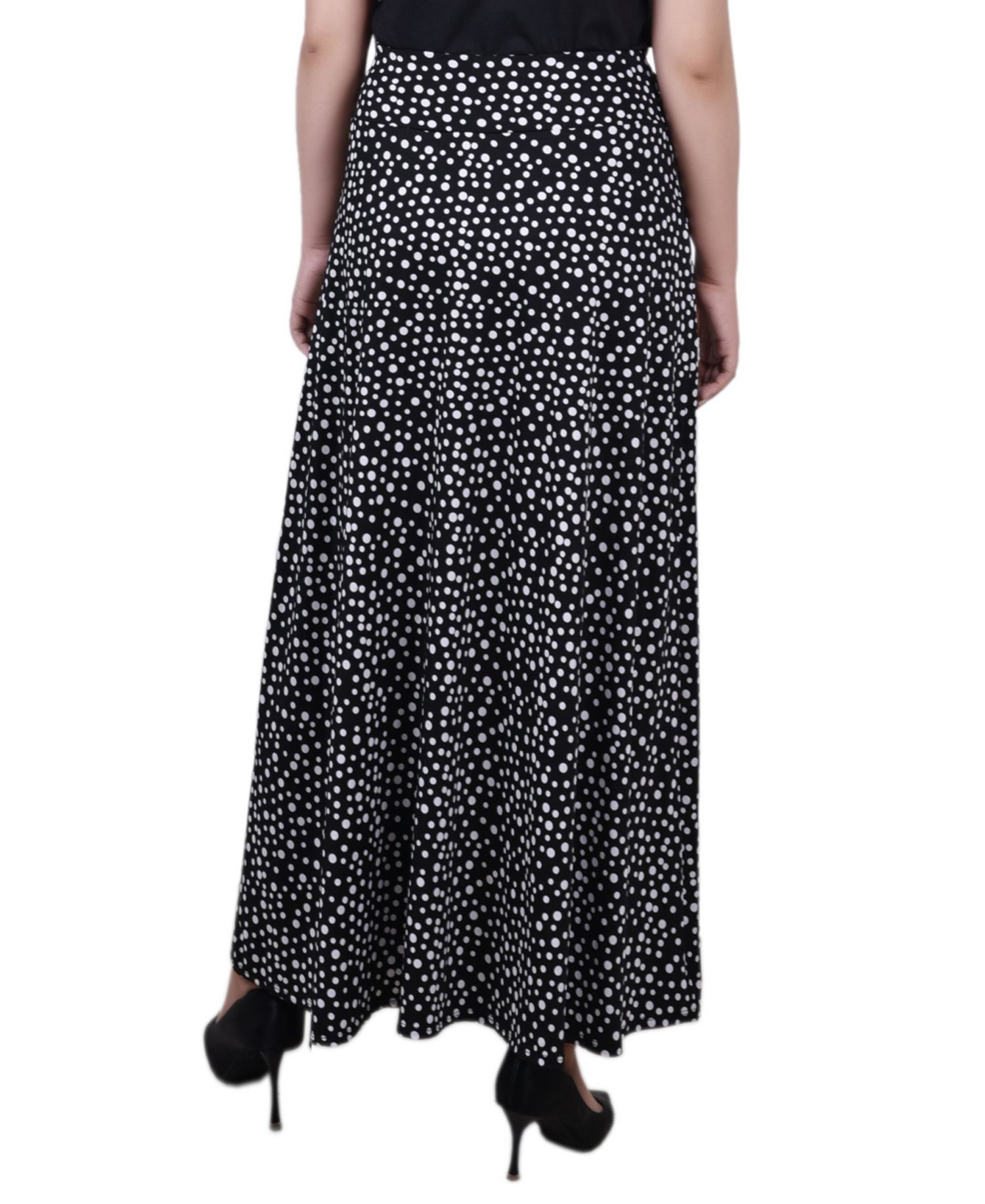 Petite Ring Faux Belt A Line Maxi Skirt