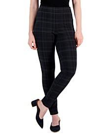 Women's Plaid Ponté-Knit Pants, Created for Macy's