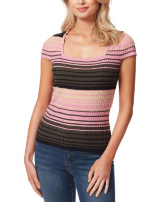 Jessica Simpson - Women's Fiona Striped Ribbed-Knit Top