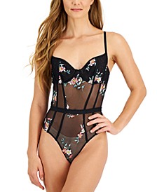 Women's Floral Lace Lingerie Bodysuit, Created for Macy's