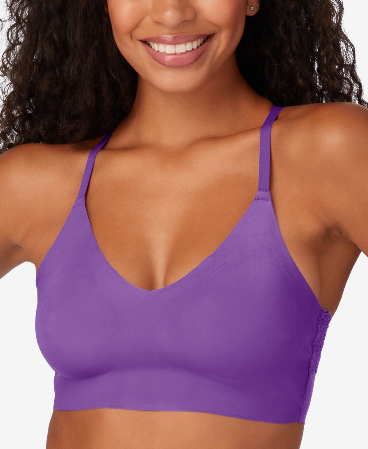 Maidenform Pure Comfort V neck Lace racerback Bralette Dm7679 In New Pleasant Plum ModeSens