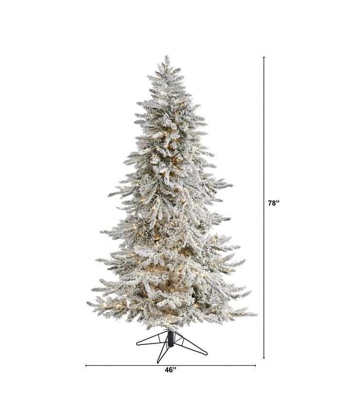 Nearly Natural Flocked Grand Northern Rocky Fir Artificial Christmas ...