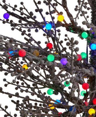 Nearly Natural Frosted Berry Twig Artificial Christmas Tree with Lights and Bendable Branches, 60"