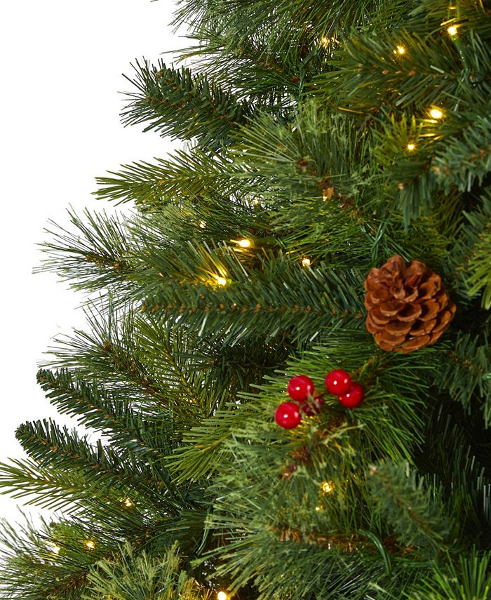 Nearly Natural Aberdeen Spruce Artificial Christmas Tree with Lights
