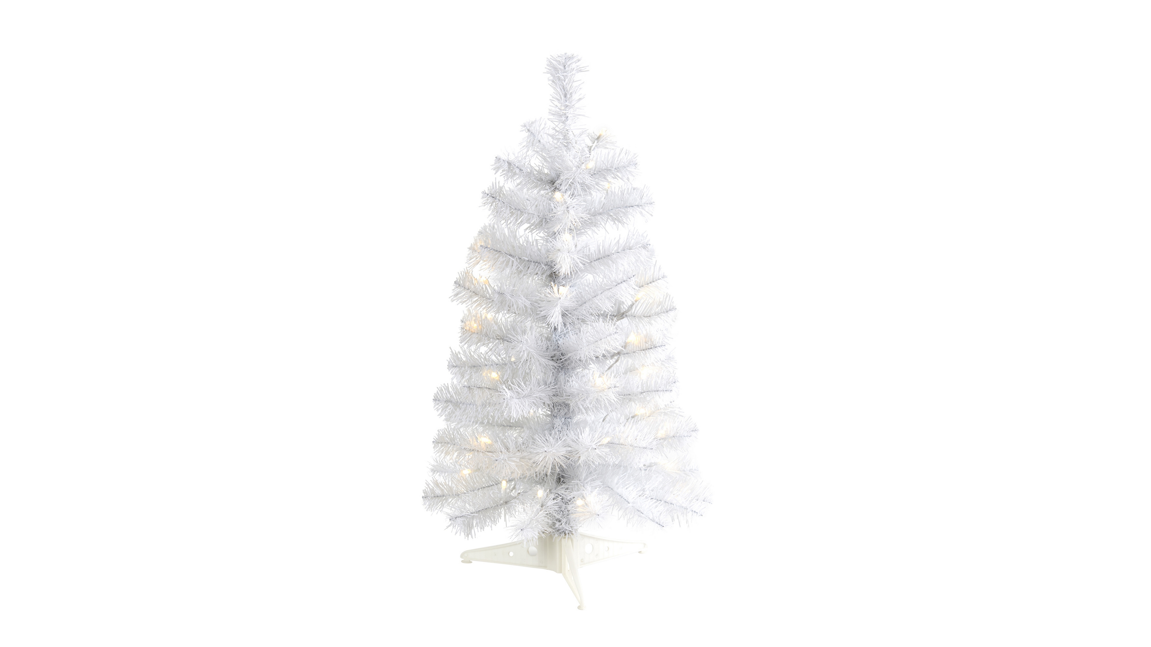 White Artificial Christmas Tree with Lights and Bendable Branches, 24"