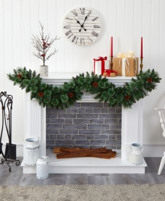 White Mountain Pine Artificial Garland with Lights and Pinecones, 72"